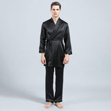 Mens Silk Kimono Robe Set Two Piece Silk Robe & Pant Sleepwear