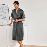 Men's Silk Robe Set Two Pieces Silk Kimono Robe With Shorts