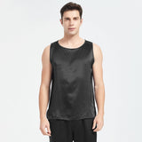 Mens Silk Tank Top Set Sleeveless Short Silk Pajamas Set