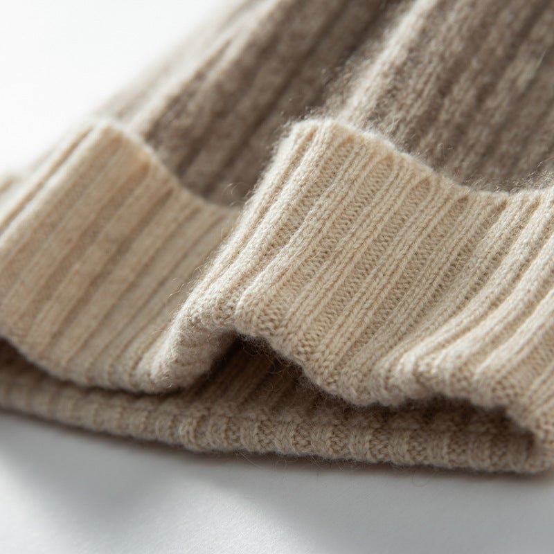 Mixed Colors Cashmere Beanie Hat Cashmere Ribbing Ski Cap for Men and Women