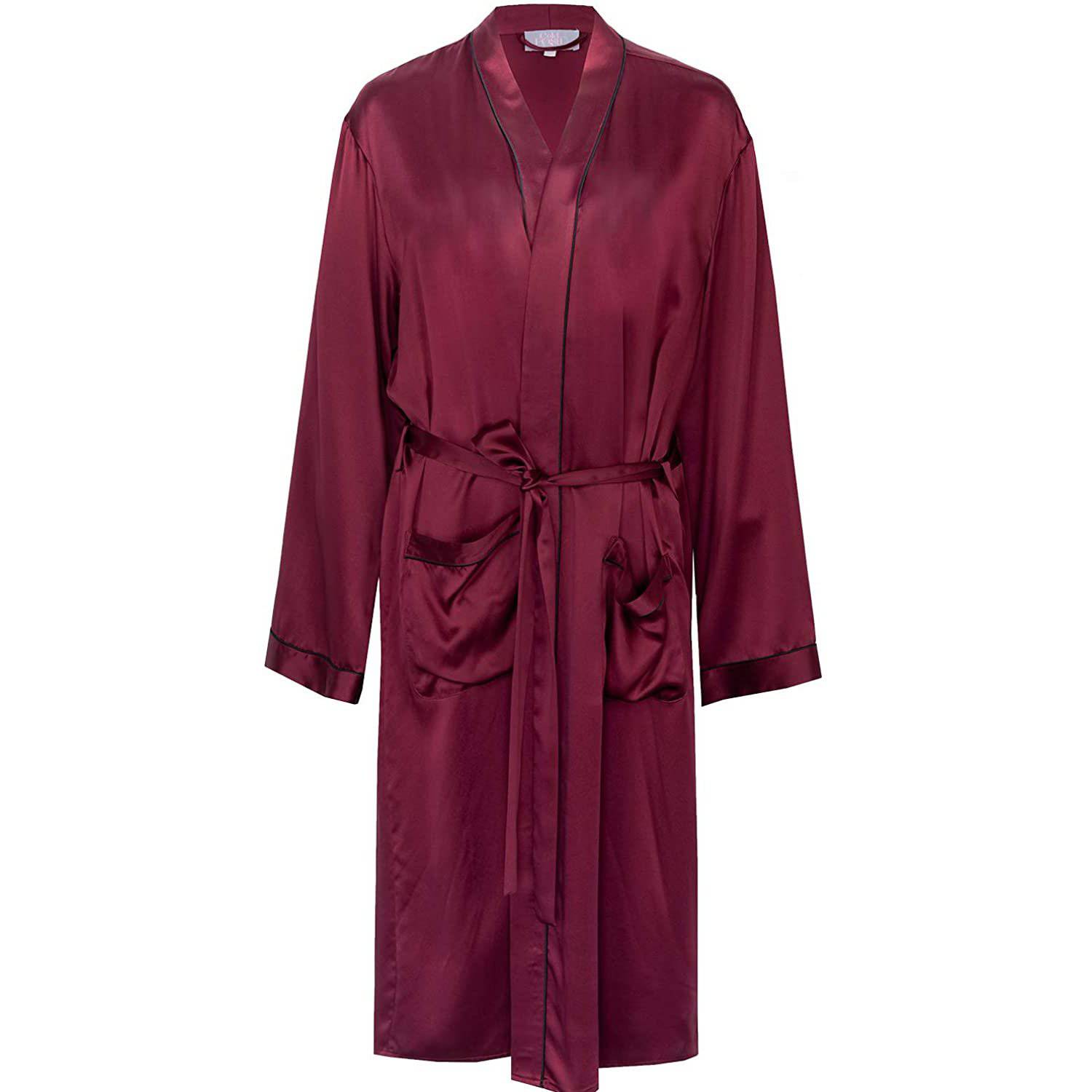 Mulberry Men's Silk Robe Luxury Long Silk Bath Robe