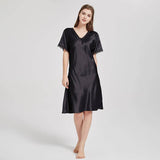 Mulberry Silk Chemise Women's V Neck Silk Lace Nightdress