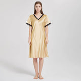 Mulberry Silk Chemise Women's V Neck Silk Lace Nightdress