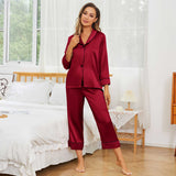 Mulberry Women Silk Pajama Set Pure Full Length Silk Sleepwear