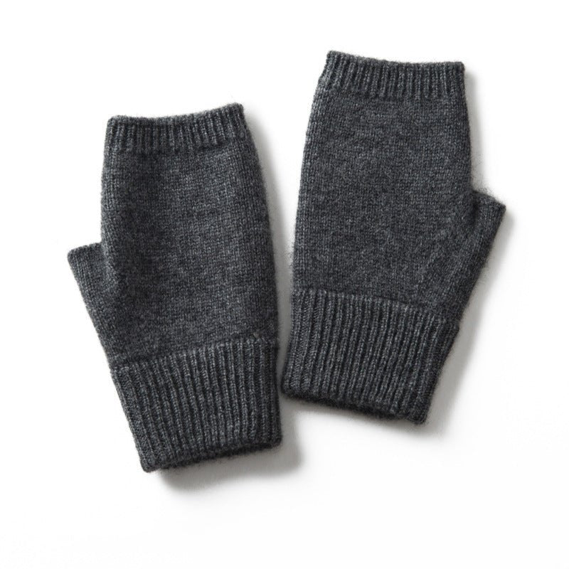 pure cashmere half - finger gloves for women cashmere fingerless gloves warm knitted gloves