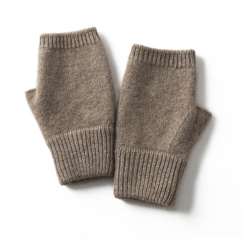 pure cashmere half - finger gloves for women cashmere fingerless gloves warm knitted gloves