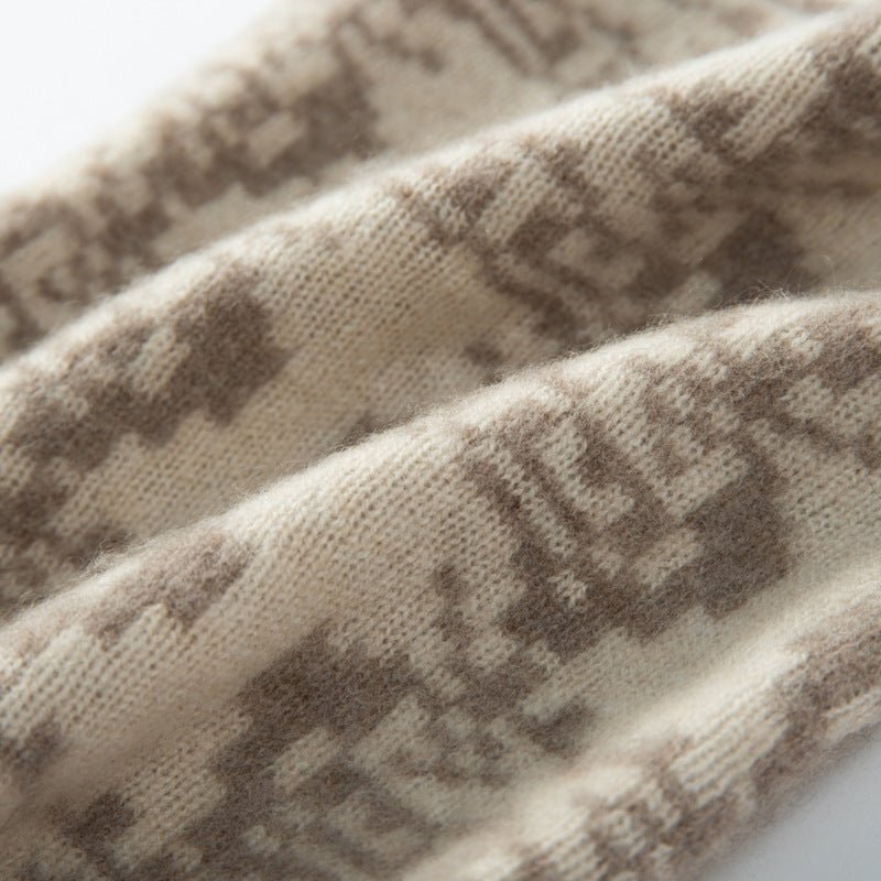 Pure Cashmere Infinity Scarf With Geometric Print Cashmere Neck Gaiter