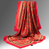Pure Long Silk Scarf For Women Floral Print Square Silk Scarves