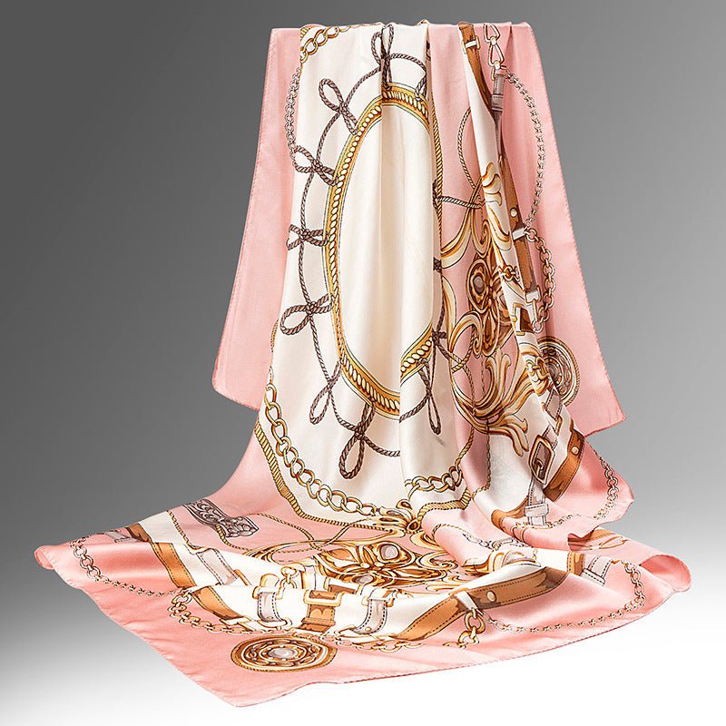 Pure Long Silk Scarf For Women Floral Print Square Silk Scarves