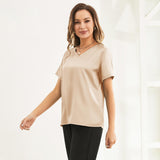 Pure Silk Blouses Short Sleeves Womens Pure Silk Top