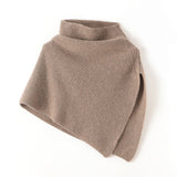 Ribbed Mock Neck Pure Cashmere Cloak Waistcoat Cashmere Scarf