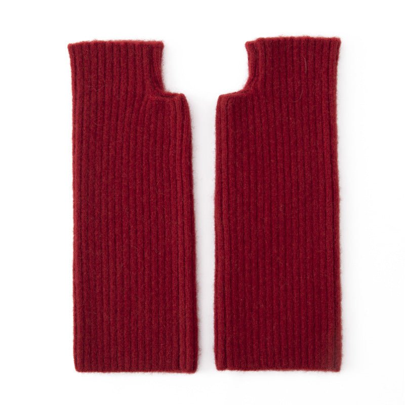 Ribbed Pure Cashmere Gloves Cashmere Wrist Warmers Long Cashmere Mitts