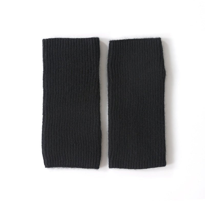 Ribbed Pure Cashmere Knit Headband Half - finger gloves Cashmere Gloves