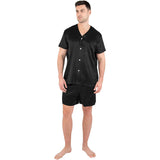 Short Silk Pajama Set For Men Loose Silk Sleepwear