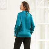 Silk Blouses For Women 100% Stand Collar Office Silk Shirts