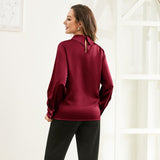 Silk Blouses For Women 100% Stand Collar Office Silk Shirts