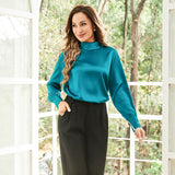 Silk Blouses For Women 100% Stand Collar Office Silk Shirts
