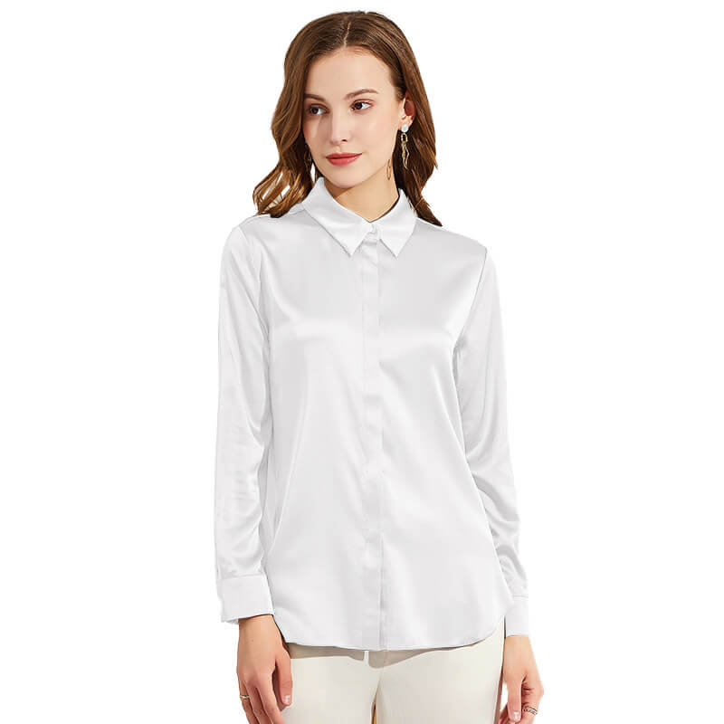 Silk Blouses For Women Long Sleeve Silk Button Shirts