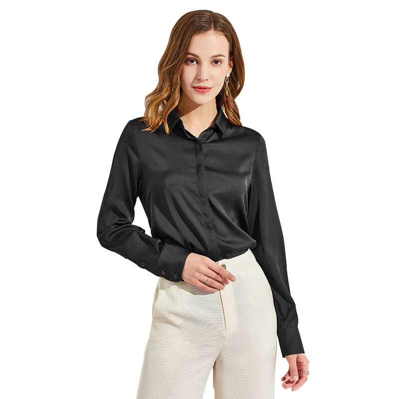 Silk Blouses For Women Long Sleeve Silk Button Shirts