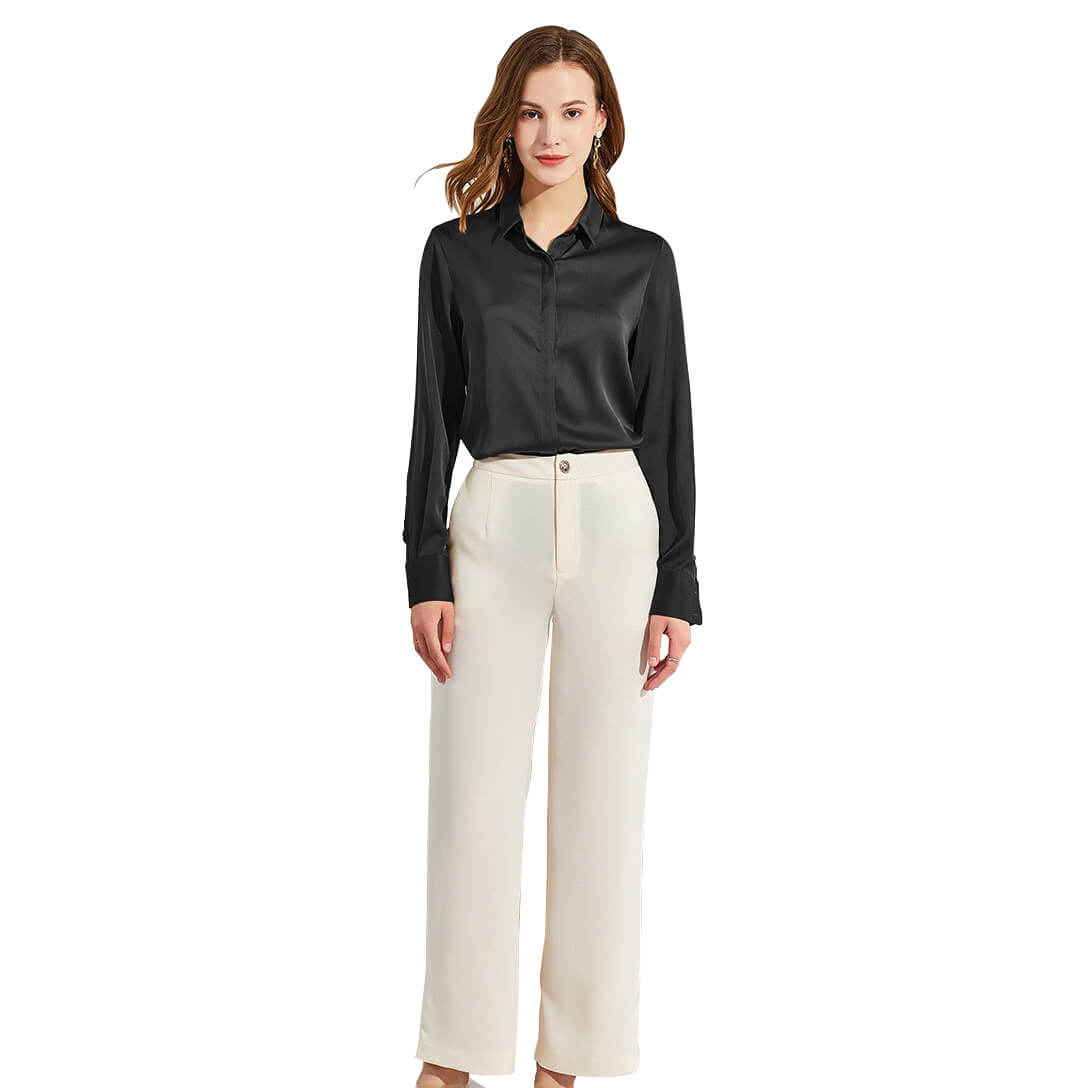 Silk Blouses For Women Long Sleeve Silk Button Shirts