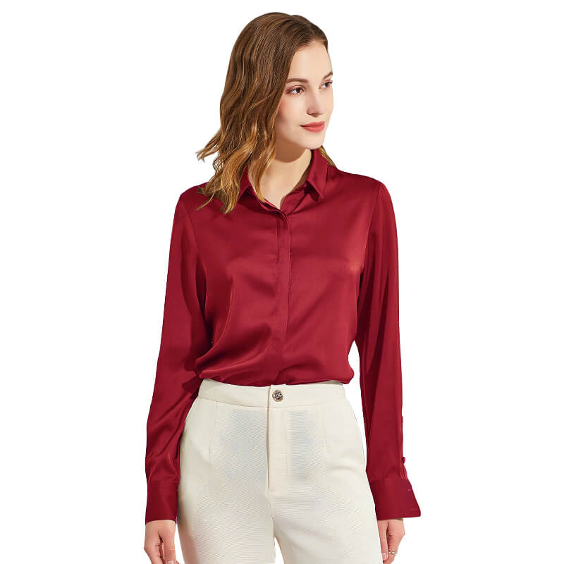 Silk Blouses For Women Long Sleeve Silk Button Shirts