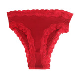 Silk panties women's lace ribbed mulberry silk mid - waist briefs