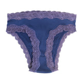 Silk panties women's lace ribbed mulberry silk mid - waist briefs