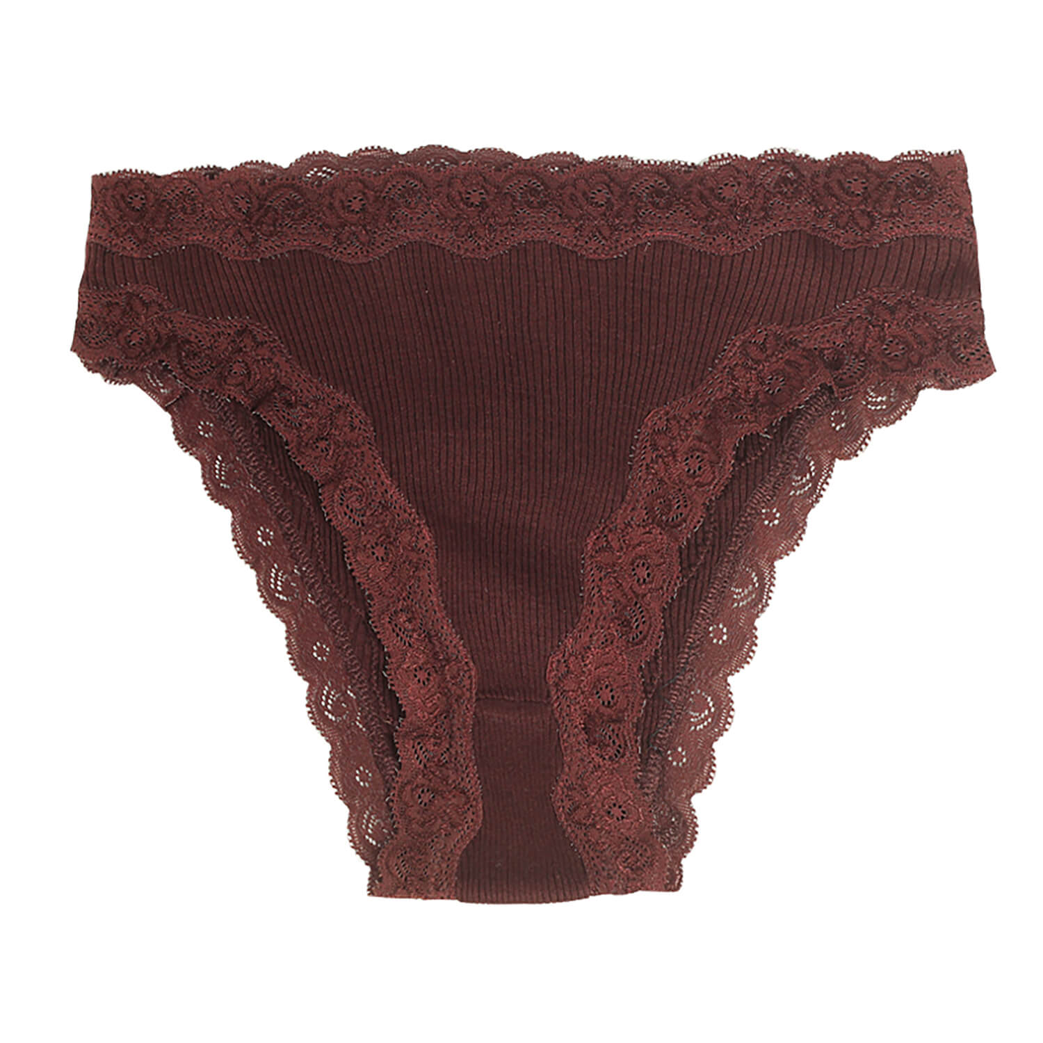 Silk panties women's lace ribbed mulberry silk mid - waist briefs