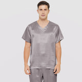 Mens Short Silk Pajama Set Silk Two Piece V Neck Silk Sleepwear