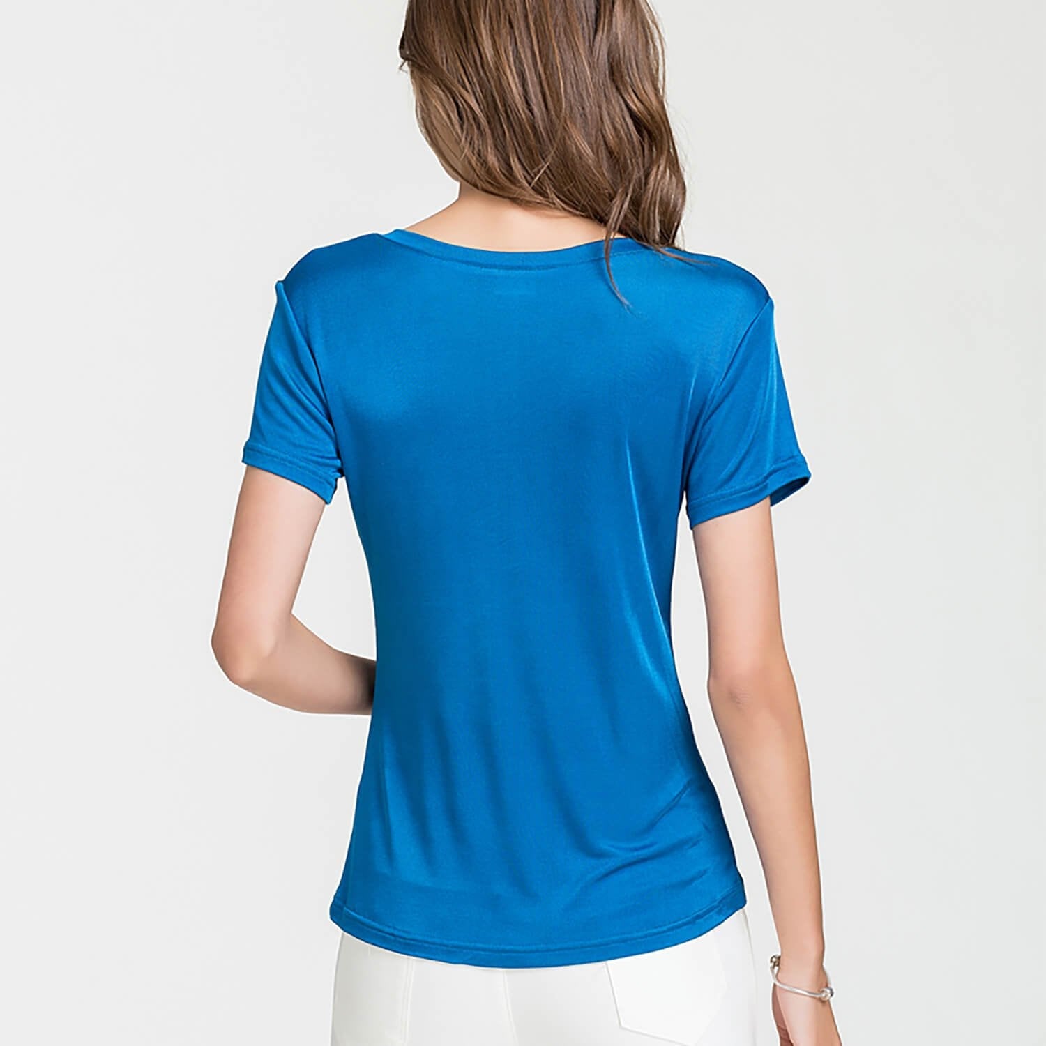 Silk V - neck Silk T-shirt Women's Silk Knitted Top Pink XS