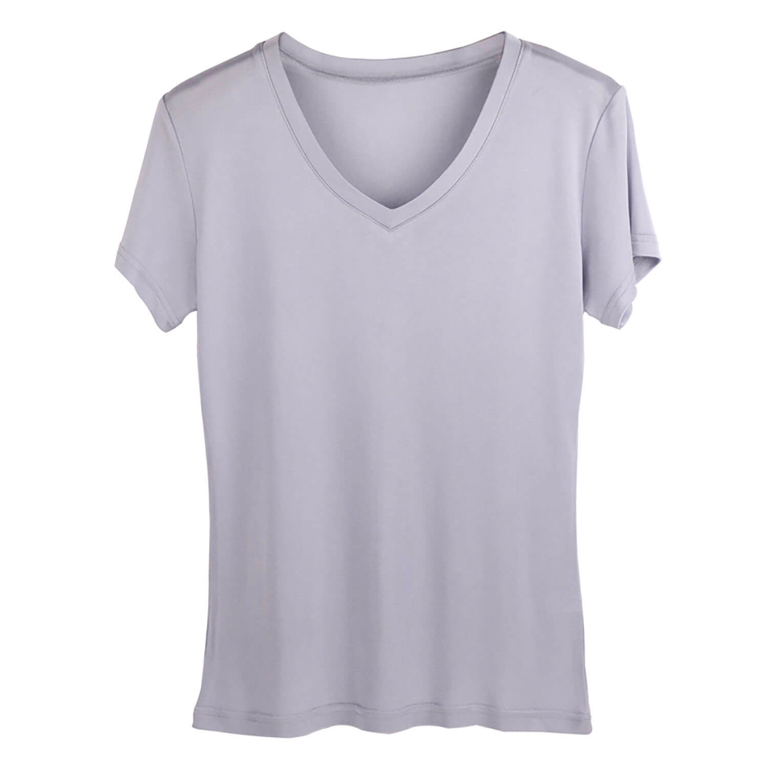 Silk V - neck Silk T-shirt Women's Silk Knitted Top Silver gray XS