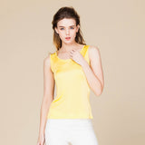 Silk Vest Mulberry Silk Sleeveless Bottoming Shirt Women's Top Yellow XS