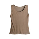 Silk Vest Mulberry Silk Sleeveless Bottoming Shirt Women's Top Camel XS