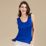 Silk Vest Mulberry Silk Sleeveless Bottoming Shirt Women's Top Dark Blue XS