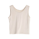 Summer Sleeveless Silk Vest Silk Knitted Bottoming Shirts Beige XS