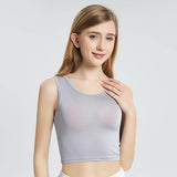 Summer Sleeveless Silk Vest Silk Knitted Bottoming Shirts Silver gray XS
