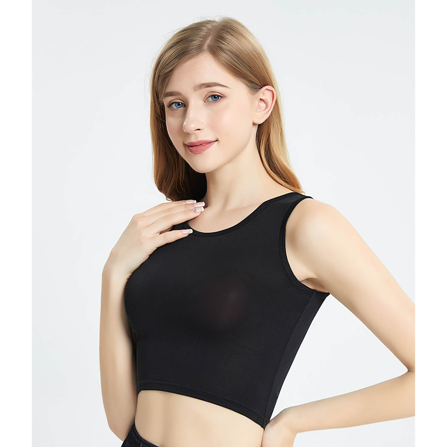 Summer Sleeveless Silk Vest Silk Knitted Bottoming Shirts Black XS