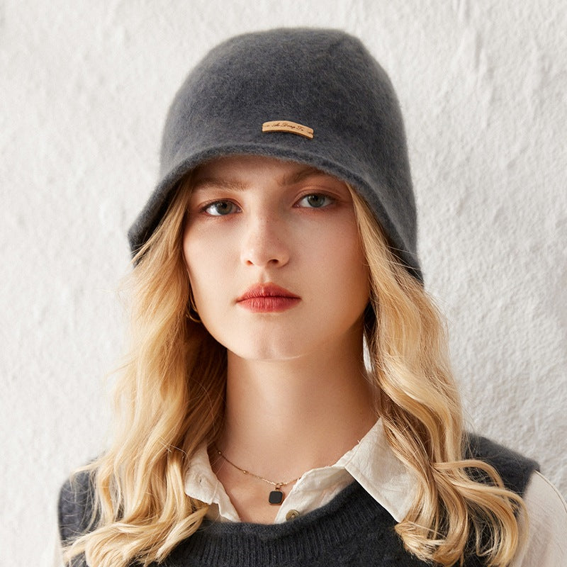 Womens Cashmere Bucket Hat Cashmere Knit Cloche Hat for Fall Winter