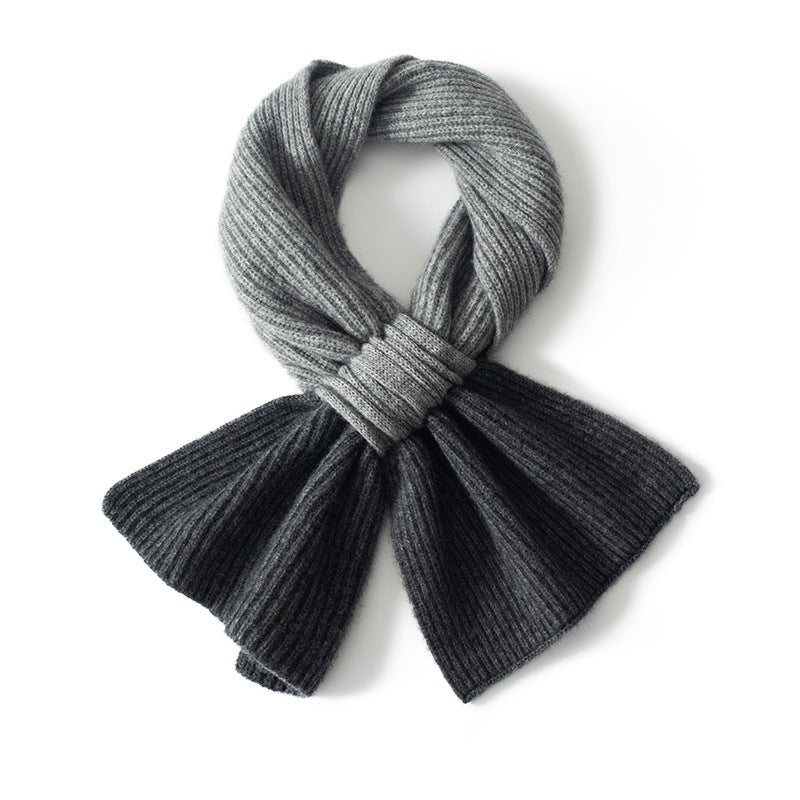 Soft Bow Knot Cashmere Scarf Ribbed Cashmere Neck Wrap Cashmere Tie Scarf