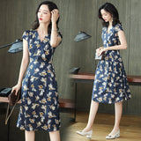 Summer Silk Floral Dress 100% Mulberry warp pure silk dresses
