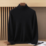 Mens Turtleneck Cashmere Sweater Long Sleeve Ribbed Hem Multi Colors