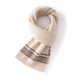 Unisex Cashmere Scarf with Contrast Woven Soft Knitted Cashmere Wrap