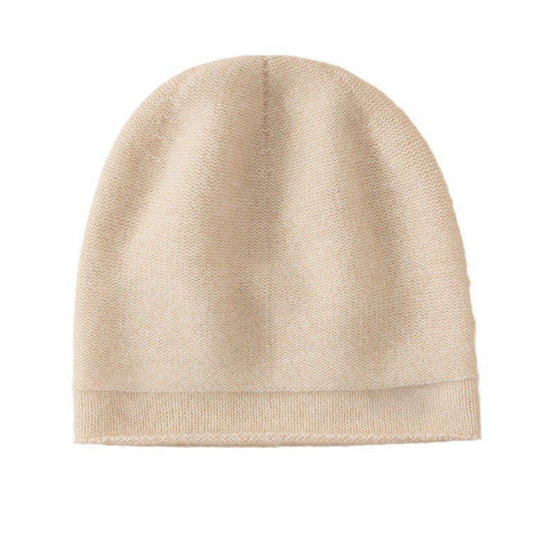 Unisex Pure Cashmere Knit Cap Cashmere Beanie Hat Curl Edge