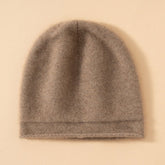Unisex Pure Cashmere Knit Cap Cashmere Beanie Hat Curl Edge