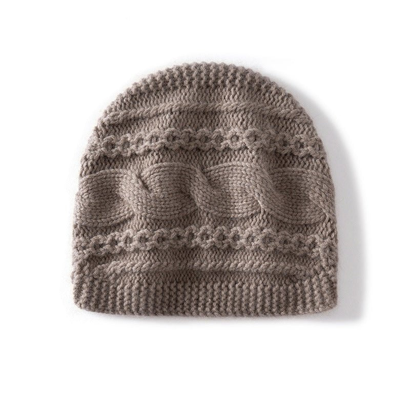 Warm Cashmere Knit Hat Cable Cloche Cashmere Beanie Rib Edge