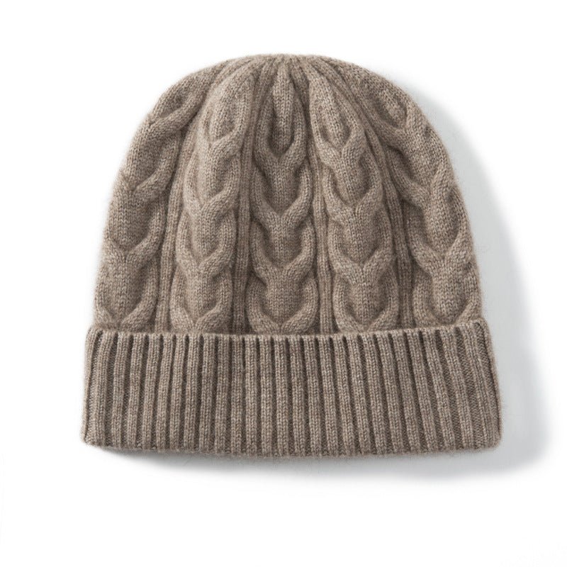 women and men cashmere cable knitted solid hats winter warm cashmere beanie