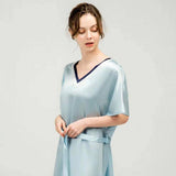 Women Pure Silk Nightdress V Neck 100% Silk Sleepwear
