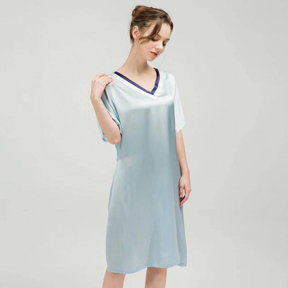 Women Pure Silk Nightdress V Neck 100% Silk Sleepwear