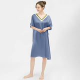 Women Pure Silk Nightdress V Neck 100% Silk Sleepwear