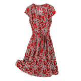 Women Summer Silk Floral Dress Printed Party Silk Midi Dress